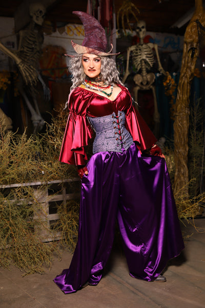 19. *CUSTOM LENGTH* Palazzo Pants *MUST leave outseam length at check out* in Grape Satin - The Prismatic Potion Collection