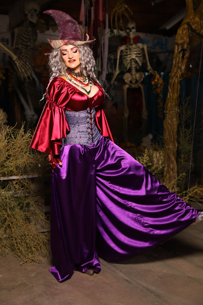 19. *CUSTOM LENGTH* Palazzo Pants *MUST leave outseam length at check out* in Grape Satin - The Prismatic Potion Collection