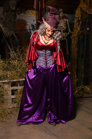 19. *CUSTOM LENGTH* Palazzo Pants *MUST leave outseam length at check out* in Grape Satin - The Prismatic Potion Collection