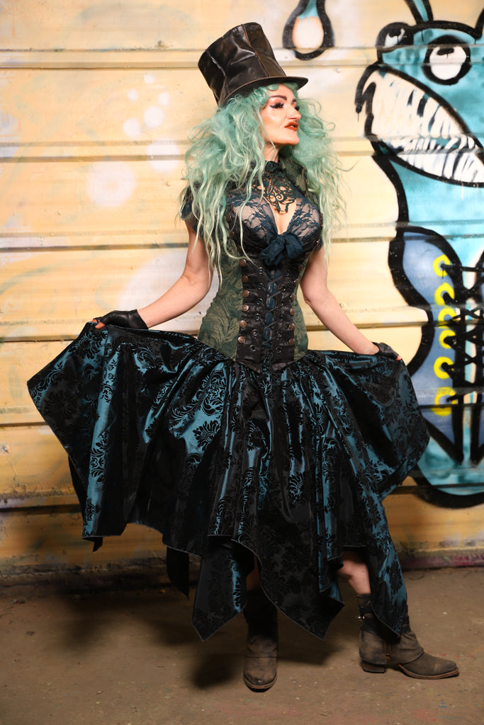 18. Fairy Skirt in Tidepool & Black Filigree - The Bucc Stops Here