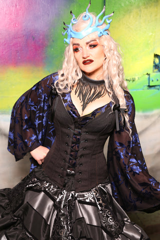 Courtier Corset In Charcoal Canvas Upholstery #3 -"Darken My Door" Collection