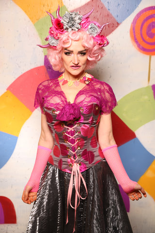 21. Petite Aurora Corset in Polka Party Pink - The "Confections of the Heart" Collection
