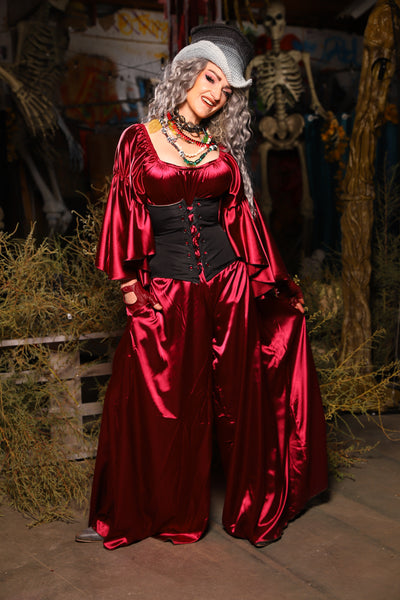 17. *CUSTOM LENGTH* Palazzo Pants *MUST leave outseam length at check out* in Garnet Satin - The Prismatic Potion Collection