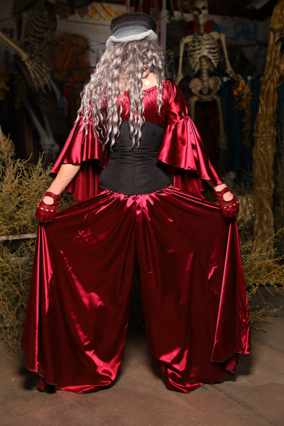 17. *CUSTOM LENGTH* Palazzo Pants *MUST leave outseam length at check out* in Garnet Satin - The Prismatic Potion Collection