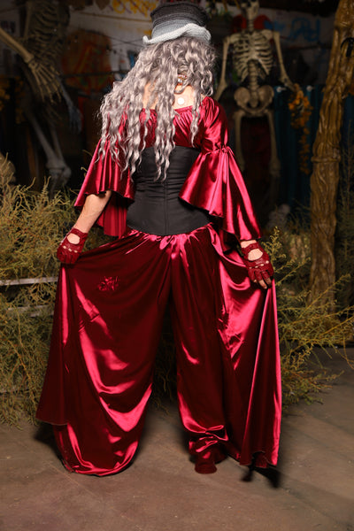 17. *CUSTOM LENGTH* Palazzo Pants *MUST leave outseam length at check out* in Garnet Satin - The Prismatic Potion Collection