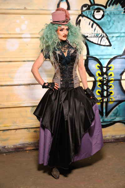 12. Crescent Skirt in Black Satin - The Bucc Stops Here! Collection