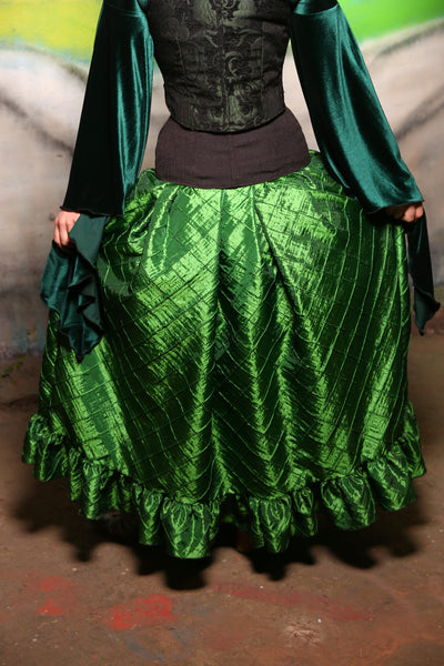 Tulip Skirt w/ Ruffles in Green Grass Pintuck #33 -"Darken My Door" Collection