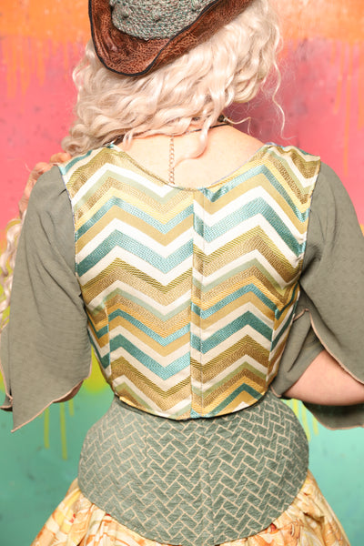 Cropped Dapper Vixen in Bitter Lime Chevron - The "Fairy Flea Market" Collection