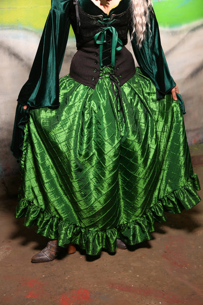 Tulip Skirt w/ Ruffles in Green Grass Pintuck #33 -"Darken My Door" Collection