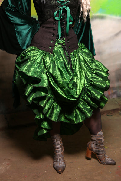 Tulip Skirt w/ Ruffles in Green Grass Pintuck #33 -"Darken My Door" Collection