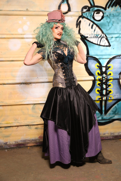 12. Crescent Skirt in Black Satin - The Bucc Stops Here! Collection