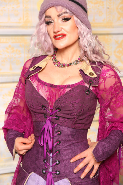 Cropped Dapper Courtier in Ultra Violet Floral *PLEASE order by BUST Measurement, NOT waist!* - "Woke Up & Chose Violets" Collection