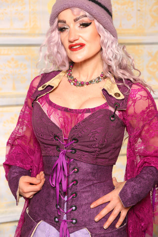Cropped Dapper Courtier in Ultra Violet Floral *PLEASE order by BUST Measurement, NOT waist!* - "Woke Up & Chose Violets" Collection