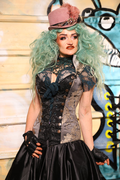 Buccaneer Overbust Corset in Gravestone Damask - The Bucc Stops Here! Collection