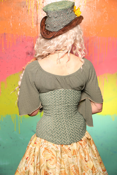 Wench Corset in Mint Tile - The "Fairy Flea Market" Collection