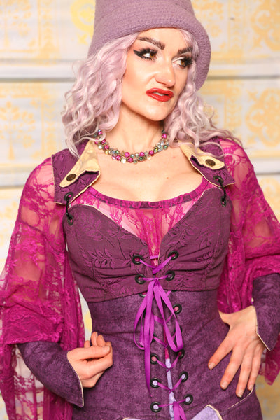 Cropped Dapper Courtier in Ultra Violet Floral *PLEASE order by BUST Measurement, NOT waist!* - "Woke Up & Chose Violets" Collection