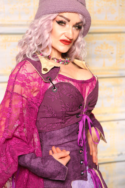 Cropped Dapper Courtier in Ultra Violet Floral *PLEASE order by BUST Measurement, NOT waist!* - "Woke Up & Chose Violets" Collection