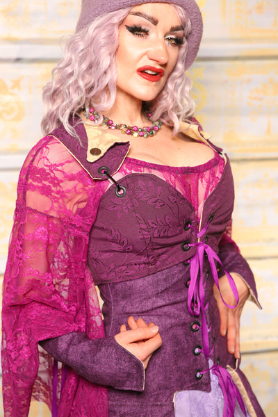 Cropped Dapper Courtier in Ultra Violet Floral *PLEASE order by BUST Measurement, NOT waist!* - "Woke Up & Chose Violets" Collection
