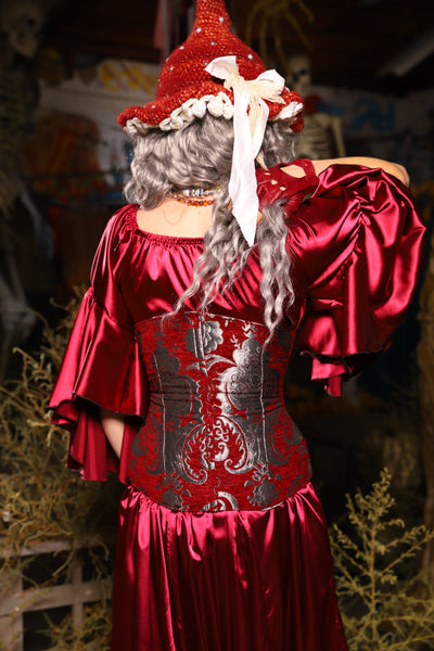 27. Wench Corset in Crimson & Silver Medallion - The Prismatic Potion Collection