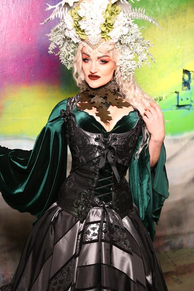 Cropped Marie Bodice in Silver & Black Medallion *PLEASE order by BUST Measurement, NOT waist! #6 -"Darken My Door" Collection