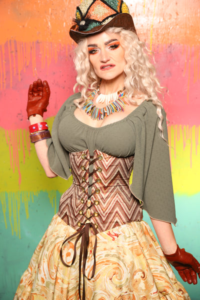 2 VARIANTS! Petite & Classic Wench Corset in Sedona Chevron - The "Fairy Flea Market" Collection