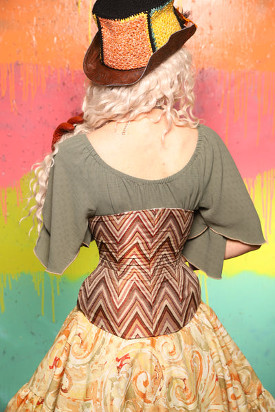 2 VARIANTS! Petite & Classic Wench Corset in Sedona Chevron - The "Fairy Flea Market" Collection