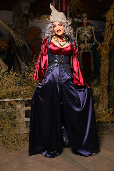 21. *CUSTOM LENGTH* Palazzo Pants *MUST leave outseam length at check out* in Navy Satin - The Prismatic Potion Collection