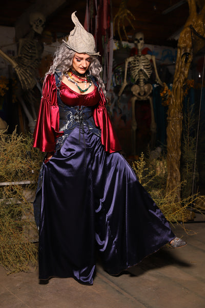 21. *CUSTOM LENGTH* Palazzo Pants *MUST leave outseam length at check out* in Navy Satin - The Prismatic Potion Collection