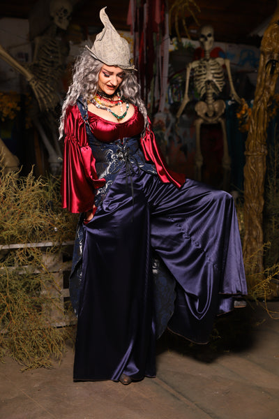 21. *CUSTOM LENGTH* Palazzo Pants *MUST leave outseam length at check out* in Navy Satin - The Prismatic Potion Collection