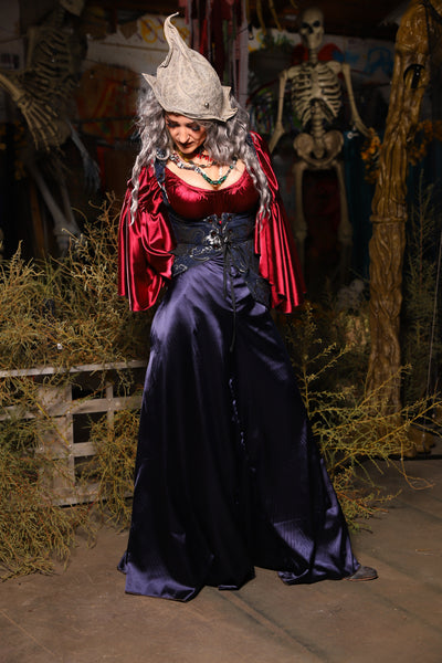 21. *CUSTOM LENGTH* Palazzo Pants *MUST leave outseam length at check out* in Navy Satin - The Prismatic Potion Collection