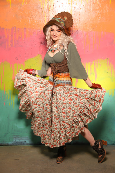 Crescent Skirt w/Ruffles in Sundown Meadow - The "Fairy Flea Market" Collection