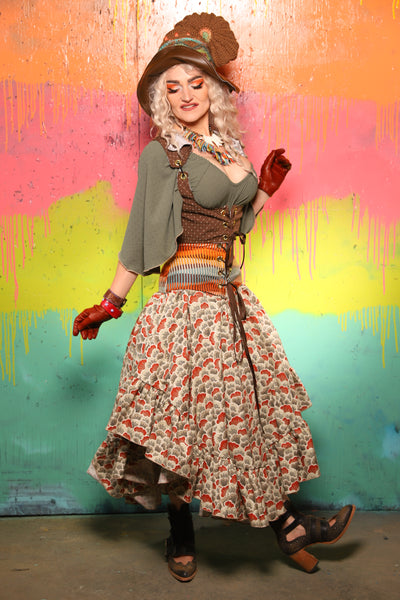 Crescent Skirt w/Ruffles in Sundown Meadow - The "Fairy Flea Market" Collection