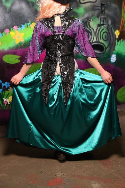 Tulip Skirt in Bright Teal Satin - The Lost & Spellbound Collection