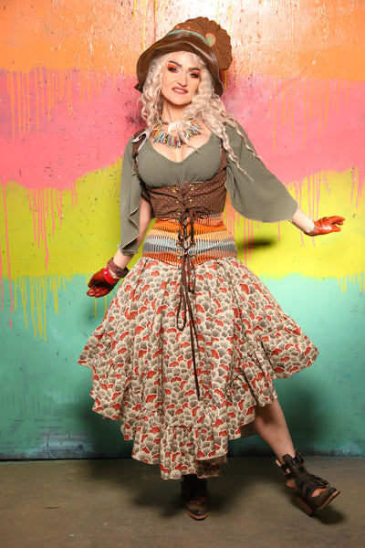 Crescent Skirt w/Ruffles in Sundown Meadow - The "Fairy Flea Market" Collection