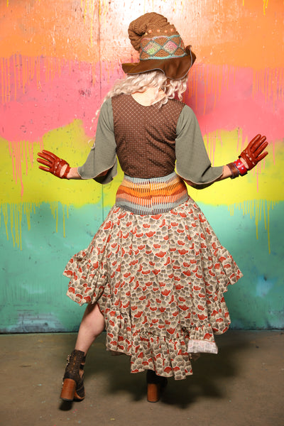 Crescent Skirt w/Ruffles in Sundown Meadow - The "Fairy Flea Market" Collection