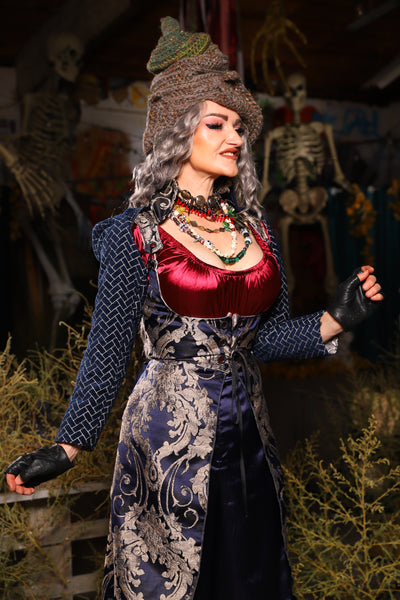 09. Birch Vixen in Navy & Pearl Damask - The Prismatic Potion Collection