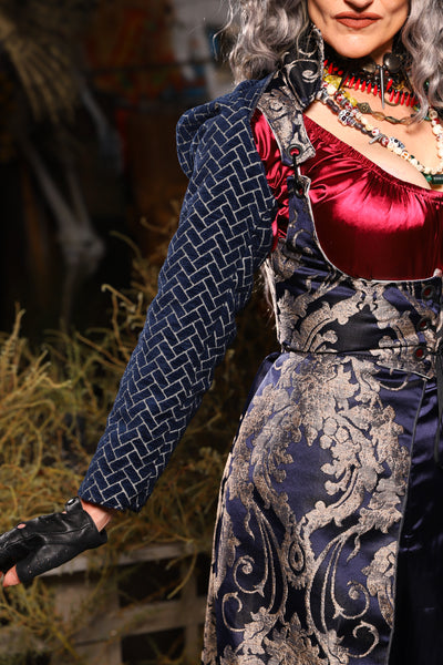 14. Detachable Long Sleeves in Navy & Silver Weave - The Prismatic Potion Collection
