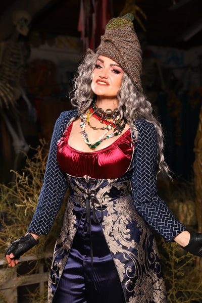 14. Detachable Long Sleeves in Navy & Silver Weave - The Prismatic Potion Collection