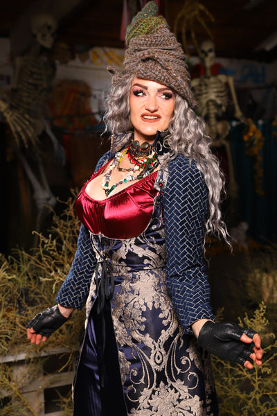 14. Detachable Long Sleeves in Navy & Silver Weave - The Prismatic Potion Collection