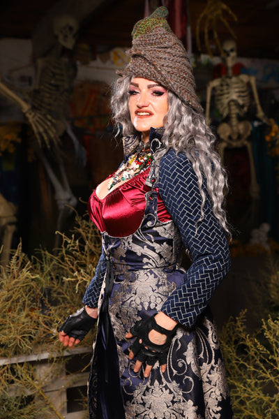 14. Detachable Long Sleeves in Navy & Silver Weave - The Prismatic Potion Collection