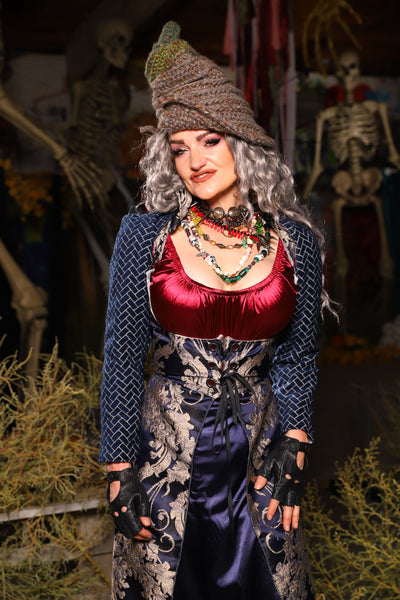 14. Detachable Long Sleeves in Navy & Silver Weave - The Prismatic Potion Collection