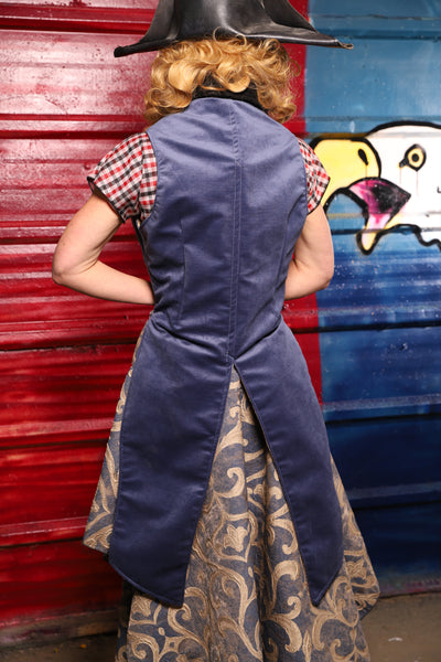 38. Swashbuckler Vest in Periwinkle Velvet -  The Ameri-can-can Collection