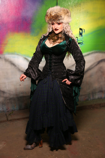 Peacock-Tailed Vixen in Pitch Black Damask #22 -"Darken My Door" Collection