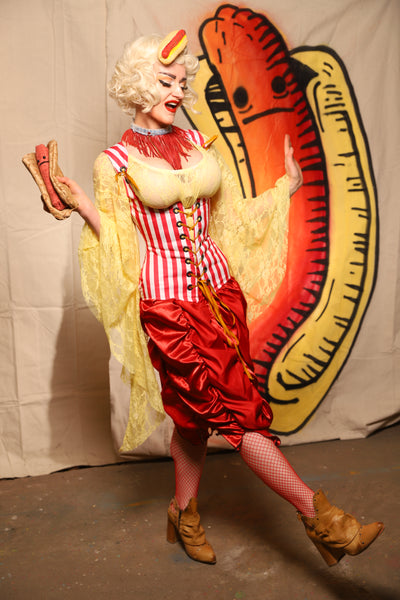 NEW! Ruse Skirt in Red Satin - Damsel BBQ