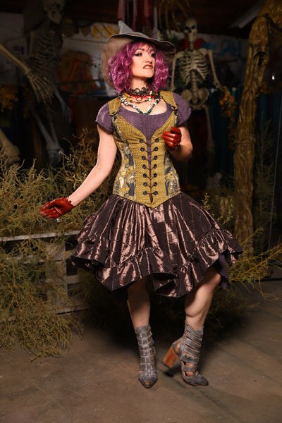 Mini Fairy Skirt w/ruffle in Tree Bark Pintuck - Spooky Saturday Part 5
