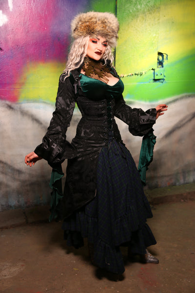 Peacock-Tailed Vixen in Pitch Black Damask #22 -"Darken My Door" Collection