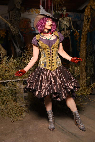 Mini Fairy Skirt w/ruffle in Tree Bark Pintuck - Spooky Saturday Part 5