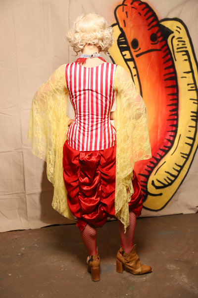 Vixen Corset in Red & White Stripe Waterproof Canvas - Damsel BBQ
