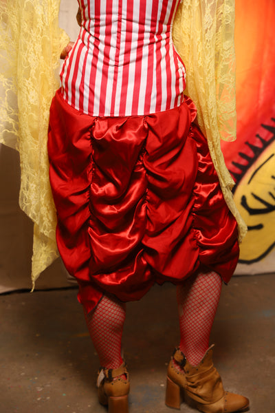 NEW! Ruse Skirt in Red Satin - Damsel BBQ