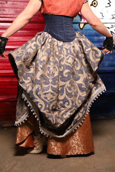 36. Split Front w/lace trim in Vintage Victory *Sewn in Skirt Hikes* - The Ameri-can-can Collection
